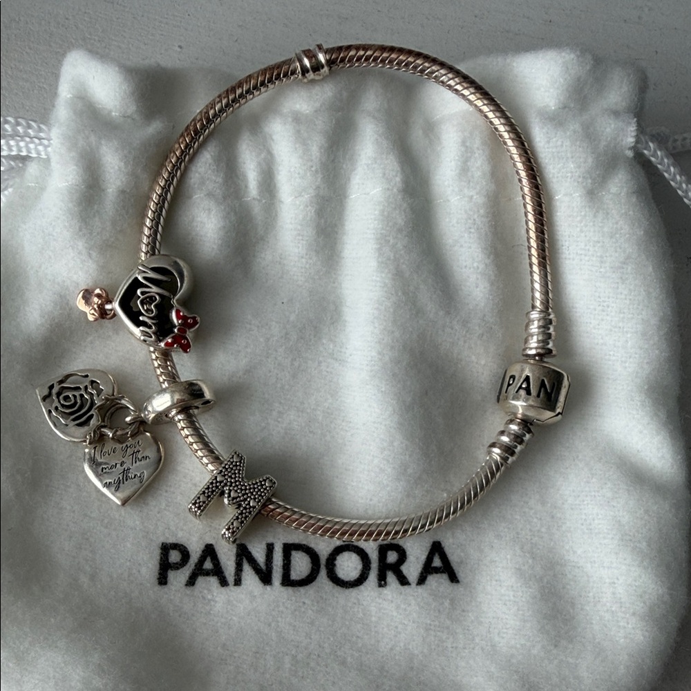 Pandora Two-Tone Charm Bracelet with Silver and Gold Accents